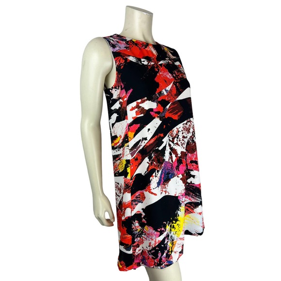 KENZO Sleeveless Abstract Mini Dress 38 S Mineral Print Soft Crepe Art to Wear - Picture 2 of 12